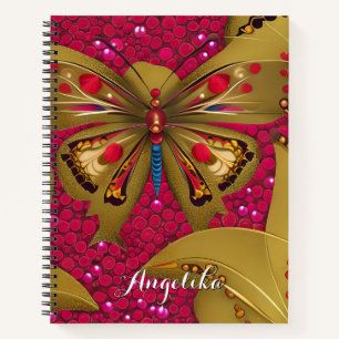 Gebruikelijke naam Bright Red en Gold Butterfly Notitieboek