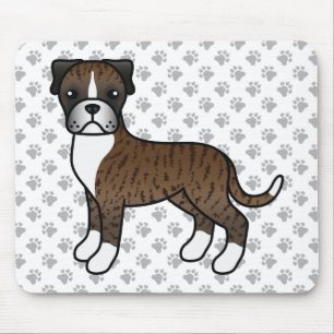 Gebruinde Boxer Hond Schattige Cartoon Illustratie Muismat