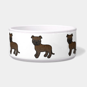 Gebruinde Cartoon Staffordshire Bull Terrier Voerbakje