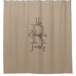 Gebruinde en bruine familienaam met monogram douchegordijn