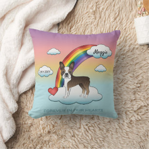 Gebruinde En Witte Boston Terrier Regenboog Herden Kussen
