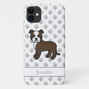 Gebruinde En Witte Engelse Staffie Hond & Naam iPhone 11 Hoesje