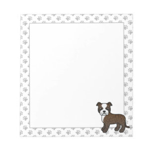 Gebruinde En Witte Engelse Staffie Schattige Carto Notitieblok