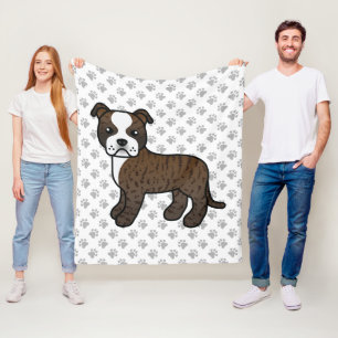 Gebruinde En Witte Staffie Schattige Cartoon Hond Fleece Deken