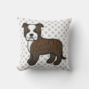 Gebruinde En Witte Staffie Schattige Cartoon Hond Kussen