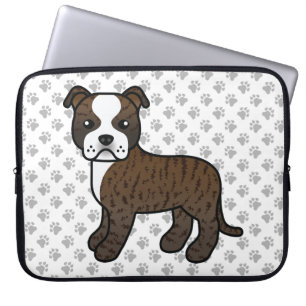 Gebruinde En Witte Staffie Schattige Cartoon Hond Laptop Sleeve