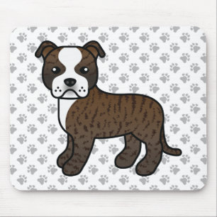 Gebruinde En Witte Staffie Schattige Cartoon Hond Muismat