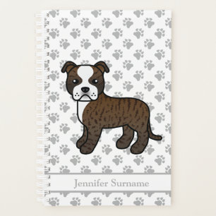 Gebruinde En Witte Staffie Schattige Cartoon Hond Planner