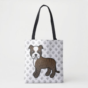 Gebruinde En Witte Staffordshire Bull Terrier Hond Draagtas