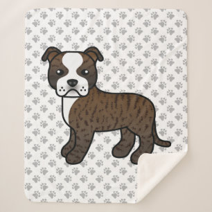 Gebruinde En Witte Staffordshire Bull Terrier Hond Sherpa Deken
