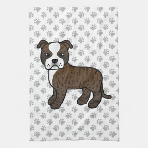 Gebruinde En Witte Staffordshire Bull Terrier Hond Theedoek