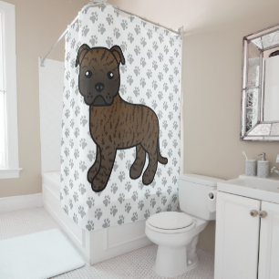 Gebruinde Engelse Staffordshire Bull Terrier Hond Douchegordijn
