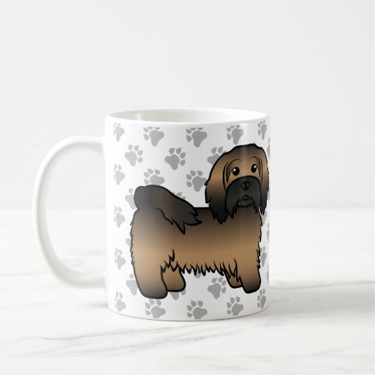 Gebruinde Havanese Mooie Cartoon Hond Illustratie Koffiemok (Links)