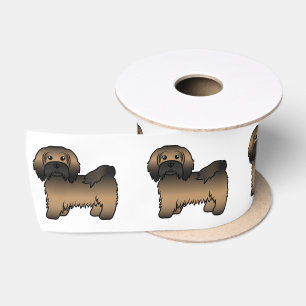Gebruinde Havanese Mooie Cartoon Hond Illustratie Lint