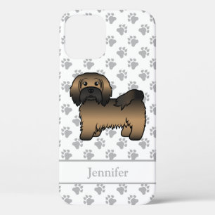 Gebruinde Havanese Mooie Cartoon Hond & Naam iPhone 12 Hoesje