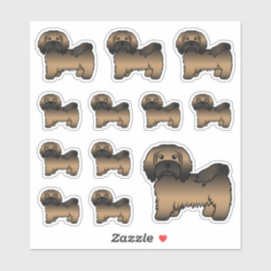 Gebruinde Havanese Mooie Cartoonhond Illustraties Sticker