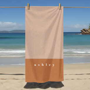 Gebruinde kleurblokken gepersonaliseerd strandlaken