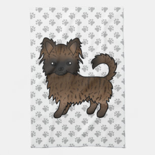 Gebruinde Langharige Chihuahua Cartoon Hond & Poot Theedoek