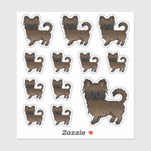 Gebruinde Langharige Chihuahua Moppige Cartoon Hon Sticker