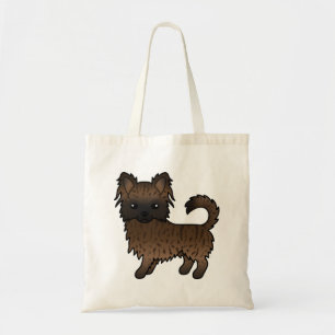 Gebruinde Langharige Chihuahua Mopshond Cute Carto Tote Bag