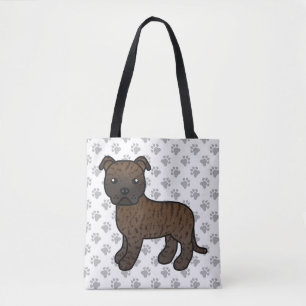 Gebruinde Staffordshire Bull Terrier Cartoon Hond Draagtas