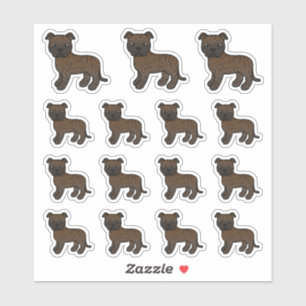 Gebruinde Staffordshire Bull Terrier Cartoon Honde Sticker
