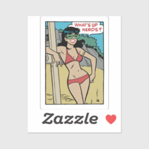 Gebruinde strandbunny-bikinimeisje • Wat is er, ne Sticker