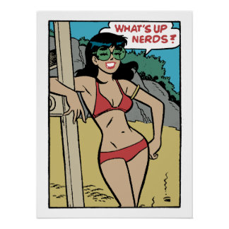 Gebruinde strandkonijn bikinimeisje • What's Up Ne Perfect Poster