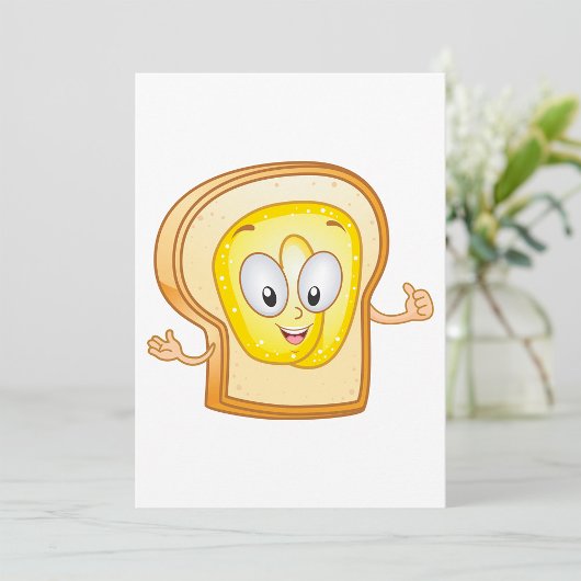 Gebruinde Toast Cartoon Karakter Gelukkig Brood Kaart