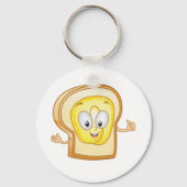 Gebruinde Toast Cartoon Karakter Gelukkig Brood Sleutelhanger (Voorkant)