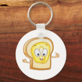 Gebruinde Toast Cartoon Karakter Gelukkig Brood Sleutelhanger (Voorkant)