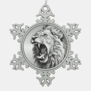 Gebrul van de Leeuw Tin Sneeuwvlok Ornament