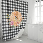 Gebufferde Plaid Monogram Pompoen Douchegordijn