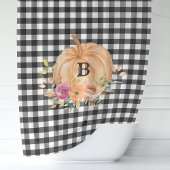 Gebufferde Plaid Monogram Pompoen Douchegordijn