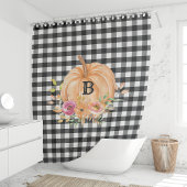 Gebufferde Plaid Monogram Pompoen Douchegordijn