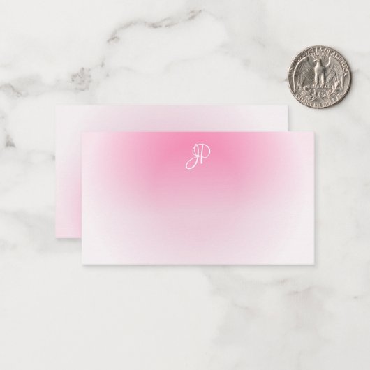 Gecalligrafeerde Monogram Elegant Aangepaste Sjabl Notitiekaartje (Voorkant / Achterkant in situ)