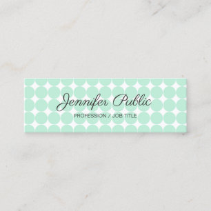 Gecalligrafeerde Sjabloon Elegant Mint Green White Mini Visitekaartje
