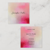 Gecalligrafeerde tekst Elegant roze Moderne Sjablo Vierkante Visitekaartje (Voorkant / Achterkant)