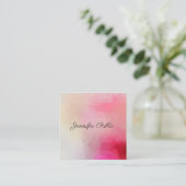Gecalligrafeerde tekst Elegant roze Moderne Sjablo Vierkante Visitekaartje (Staand voorkant)