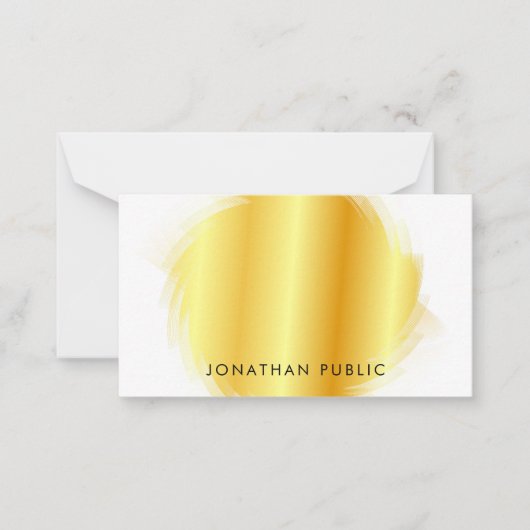 Gecalligraveerde Monogram Elegant Faux Gold Simple Notitiekaartje (Voorkant)