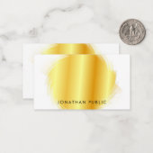 Gecalligraveerde Monogram Elegant Faux Gold Simple Notitiekaartje (Voorkant / Achterkant in situ)