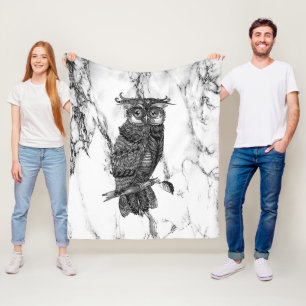 Gecamoufleerde uil op marmer fleece deken