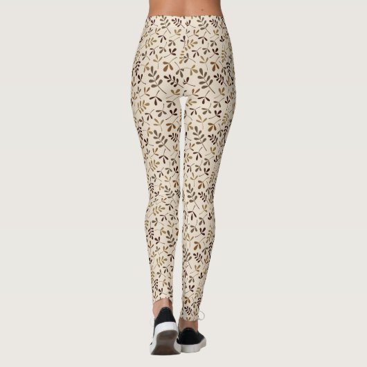 Gecasseerde Leaves Rpt Ptn Gold Browns Cream Leggings (Achterkant)