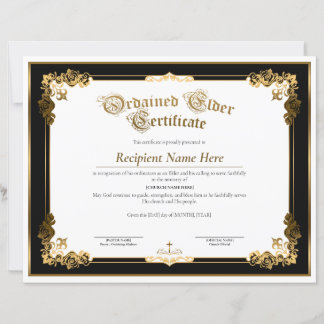 Geceremoneerd Ouderling Certificaat, Ouderling Inw