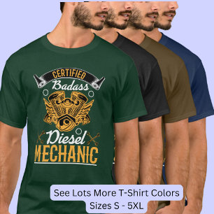 Gecertificeerd Badass Diesel Mechanic T-shirt