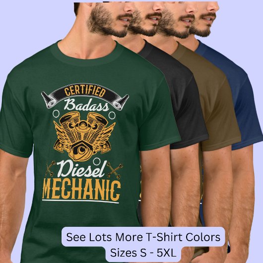 Gecertificeerd Badass Diesel Mechanic T-shirt