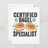 Gecertificeerd Bagel Specialist Grappig Joods Hanu Briefkaart (Voorkant / Achterkant)