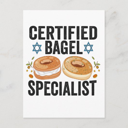 Gecertificeerd Bagel Specialist Grappig Joods Hanu Briefkaart (Voorkant)
