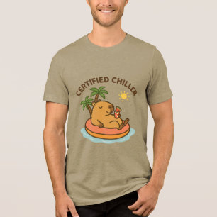 Gecertificeerd Chiller – Schattige Zomer Capybara  Tri-Blend Shirt