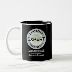 Gecertificeerd Overdenker Uitgegeven door de Angst Tweekleurige Koffiemok